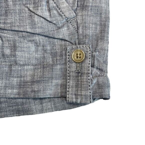 Banana Republic Blue Chambray Cuff Button Tab 100% Cotton Mid Rise Shorts Sz 0P - Picture 4 of 7